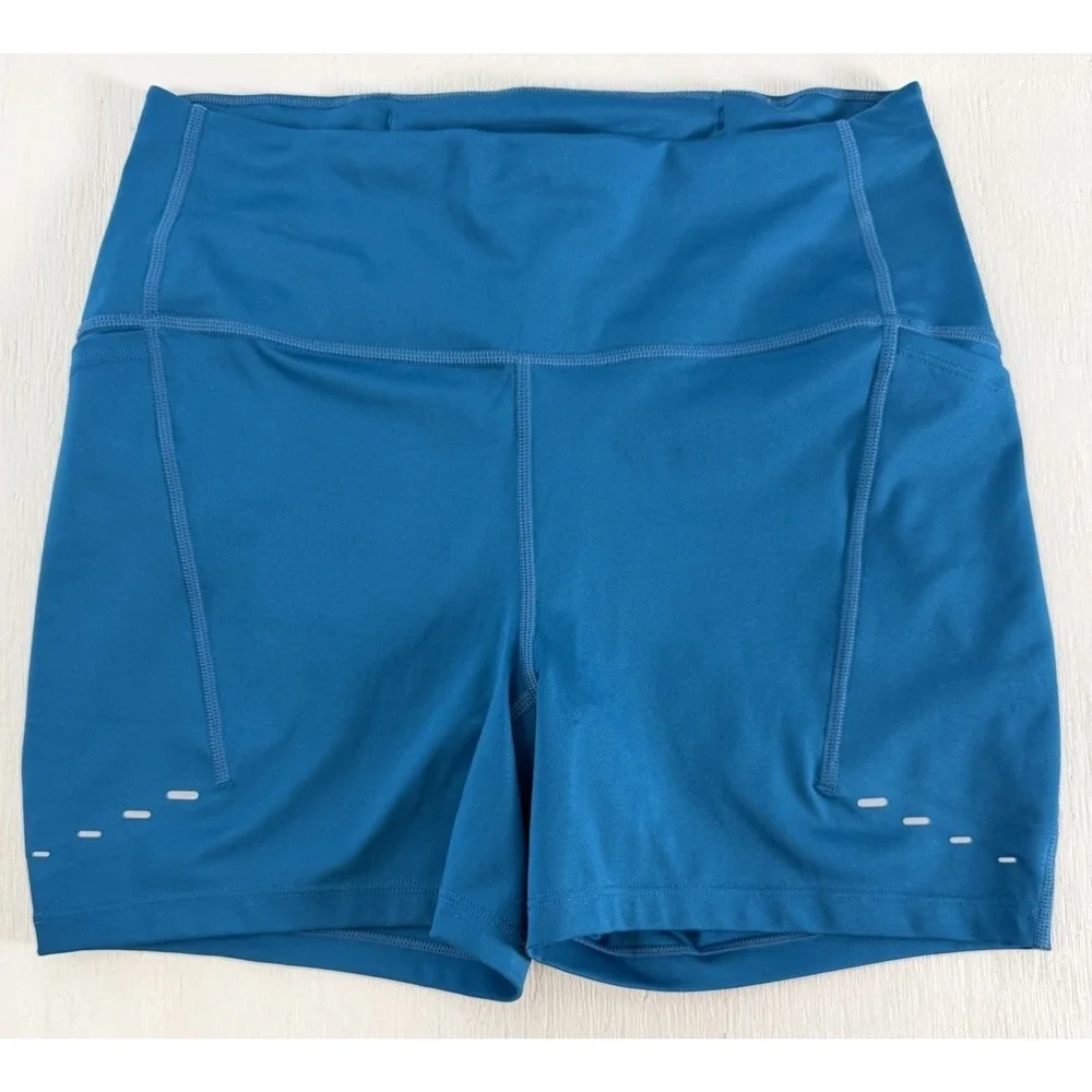 New Nike Swift Women's High-Waisted Tights Running Biker Shorts Teal Blue Size M